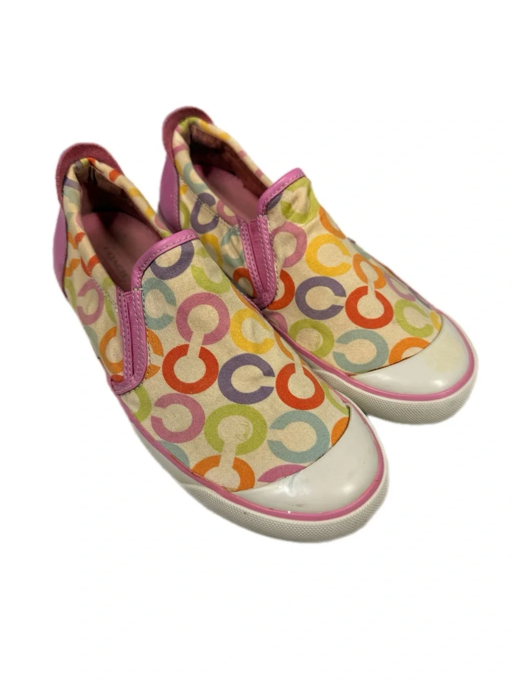 Coach | Beale Multicolor Signature C Slip-On Sneakers Y2K Vintage Pink Trim